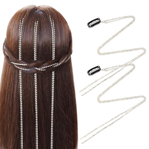 2 Piezas Pinzas con Cadena de Pedrería para Cabello miniatura 1