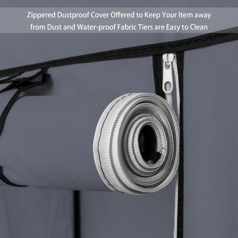 Miniatura 6 de Organizadores y almacenamiento de armario, armarios portátiles para colgar ropa, armario de tela no tejida con funda y 10 estantes, armario