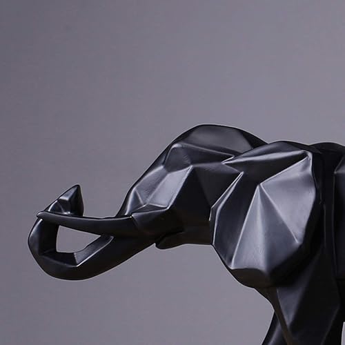 Miniatura 6 de Moda abstracta elefante negro estatua resina adornos de mesa regalo creativo moderno geométrico elefante escultura