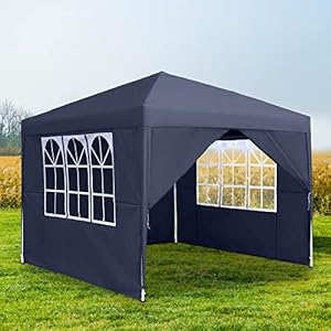 Aufun Paviljoen, 2,5 x 2,5 m, waterdicht, tuinpaviljoen met 4 zijdelen en ramen, voor feestjes, bruiloften, picknicks, opvouwbare partytent, vouwpaviljoen, van Oxford metalen frame, uv-bescherming,
