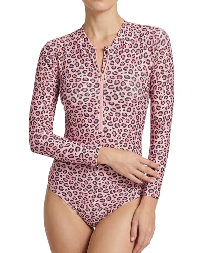 Image of Tame the Sun Long Sleeve Swimsuits for Women - One Piece Tummy Control, UPF 50+ Bathing Suit - Rash Guard, Zipper Swimwear