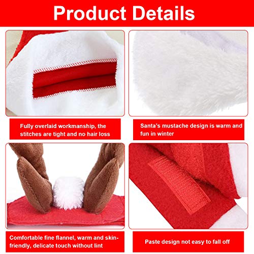 Cat Dog Santa Christmas Hat, Muffler and Elk Antler Reindeer Hat, Hats for Cats, Head Wear Accesories Adjustable Pet Cat Christmas Costume Outfits for Pet Dog Cats Rabbits (Pack of 3 Pcs)