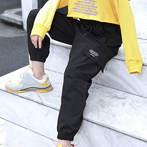 Kids Girls Cotton Cargo Jogger Pants Elastic Waist Trousers Drawstring Pants Hip Hop Sweatpant Casual Streetwear4