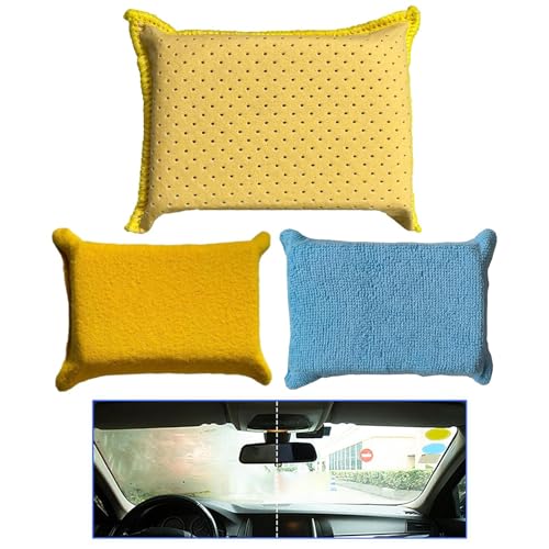 Car Wash Sponge - Car Scrubber with Absorbency, Cleaning Sponge for Shine, Non-Scratch Design with Easy Grip, Window Cleaner for Streak-Free Vehicle and Glass Maintenance, 4.7x3.1 Inches