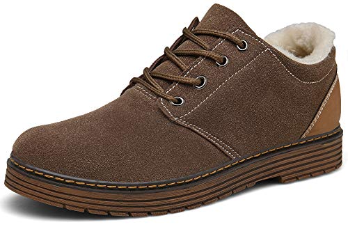 DENGBOSN Botas Botines Invierno Boots Calientes Forradas Cortas Cordones Planas Invierno Zapatos para Hombre Mujer,XZ890-Brown-EU37