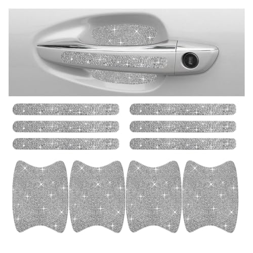 JOYCOURT 10PCS Bling Car Door Handle Anti-Scratch Sticker White | Universal Car Door Handle Cup Protective Cover Adhesive Door Bowl Sticker Shiny Rhinestone Auto Decor Accessories for Women product thumbnail 11