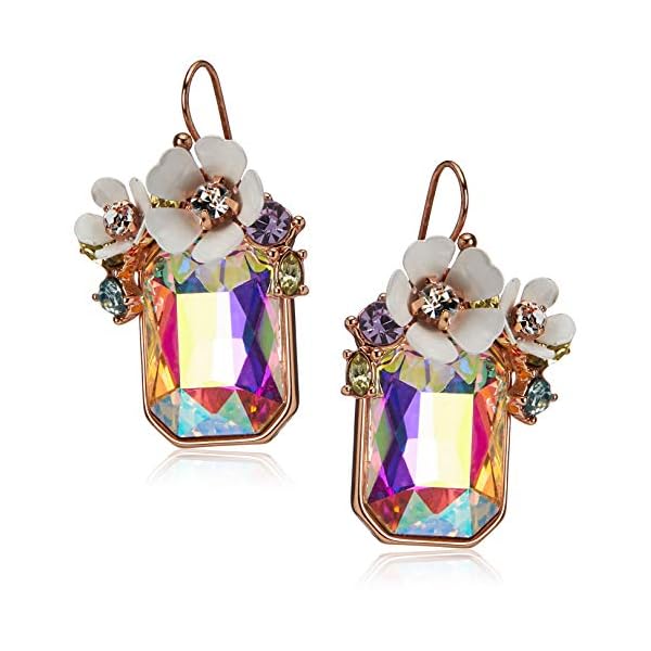 Flower-Cluster-Stone-Drop-Earrings Betsey Johnson Flower Cluster Stone Drop Earrings