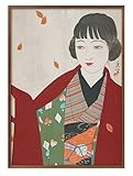 山川秀峰 婦女四題 秋 A3 サイズ おしゃれ 絵画 インテリア 北欧 イラスト マット紙 艶消し アートパネル 額 フレーム デザイン 壁掛け 風景 抽象 油絵 水彩 グッズ 引越し ギフト 新築祝い ディスプレイ