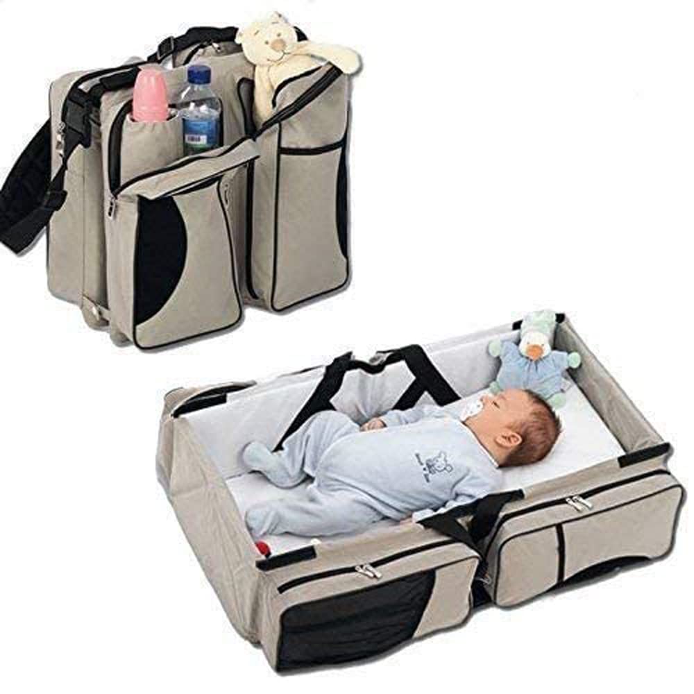 GTC Portable Multifunctional Baby Travel Bed Cot || Bassinet and Folding Mummy Bag || Bassinet and Folding Mummy Diaper Bag (Multicolor) || (AA Cream)-image-47