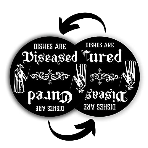 Gothic Plague Doctor Mask Dishwasher Magnet – Clean Dirty Sign for Witchy Kitchen Decor, Quirky Home & Office Accessory, Ideal Gift, Dark Academia Skeleton Ghost Theme, Spooky Apartment Essentials