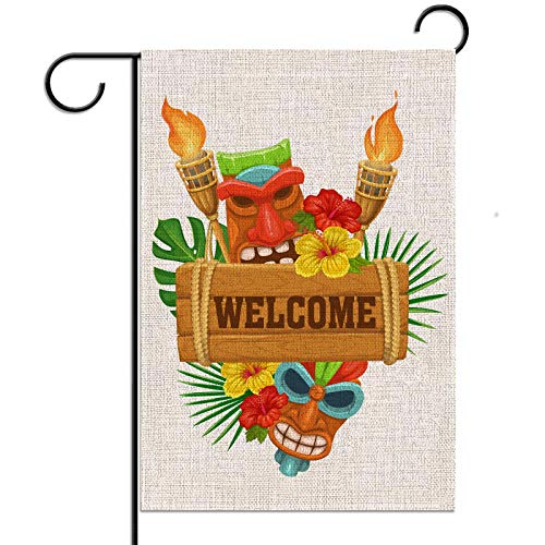 Tiki Bar Garden Flag 12.5×18'' Hawaiian Luau Party Yard Welcome