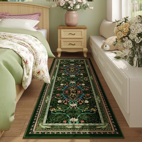 Tapete corredor verde 2'7" x 8' - Antideslizante y lavable miniatura 3