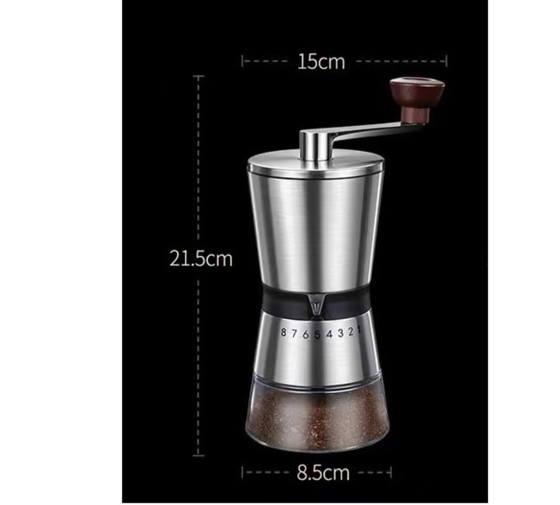 Molinillo de café,Molinillo de café Manual, Molinillo de café Manual con 8 configuraciones de Grosor Ajustables Molinillo de café con manivela y muelas de cerámica