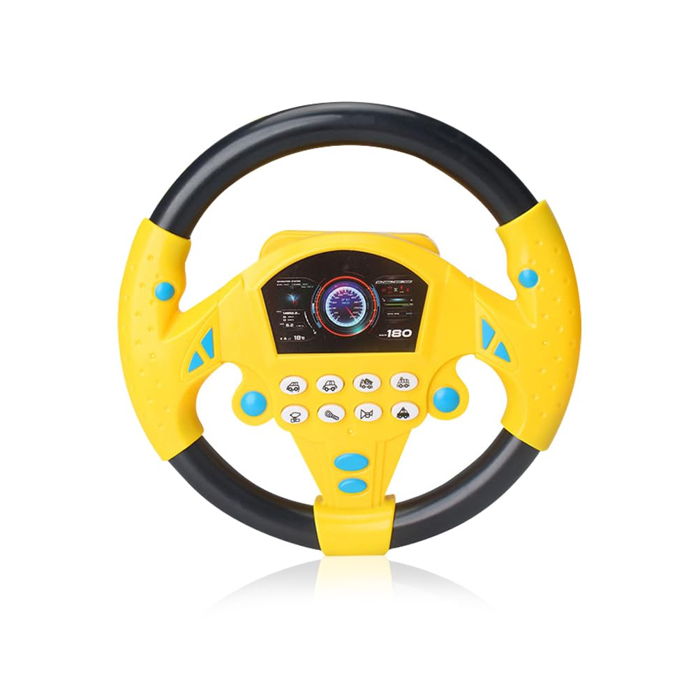 WDKXCN Toy Steering Wheel, Portable Steering Wheel For Car, Copilots Simulated Steering Toy, Car Steering Wheel With Sound Early Educational Toys(Black Yellow)