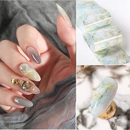 HQdeal 4 Rollen Nagel Transferfolie Marmor Nail Foil Transfer Nagelsticker Selbstklebend NagelFolien Kleber Nagel Decals… – Bild 5