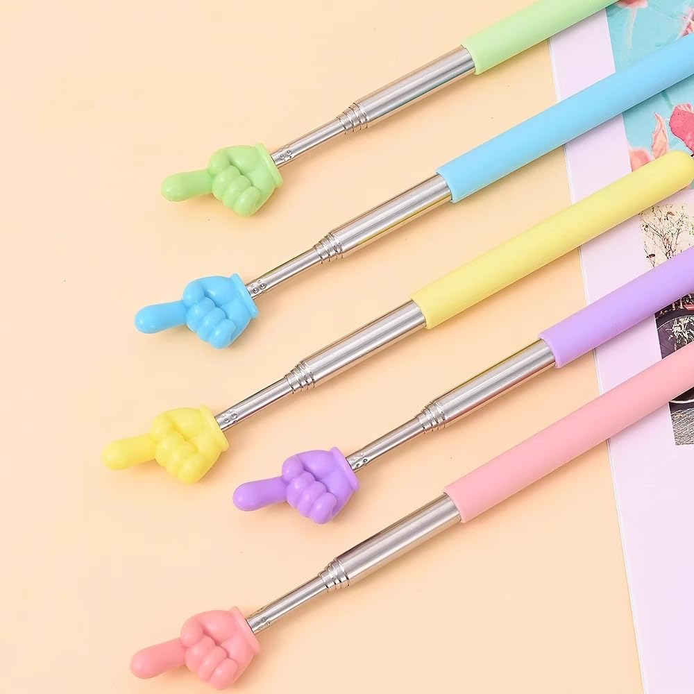 2-Pack Macaron Telescopic Teaching Pointer, Extendable Finger Pointer Stick Retractable Hand Pointer Stick for Classroom, School Teaching, Conference Presentation, Object Instruction (Green)