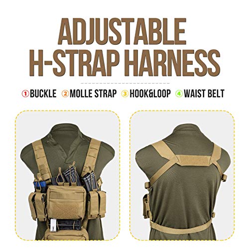VISMIX Tactical Chest Rig, Adjustable&Detachable Molle Chest Rigs with Mag Pouch - Image 6