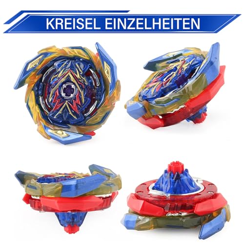 Hozuumo Battling Tops Turbo Starter Set, 4D Metall Fusion Kampfkreisel, Arena Spinning Tops mit Launcher, Geschenk-Sets für Kinder,1-4