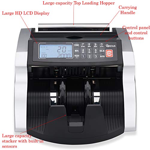 Gstar Money Counter With Uv/Mg/Ir Counterfeit Bill Detection Plus External Display With Warranty, American Brand, American Seller (1200 Notes/Min. & Total Value Count Function) #TOP2