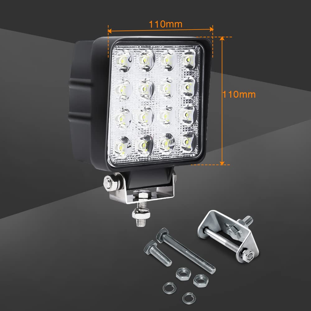 LED-werklamp - 10/30V - KM vierk. - 9x3 watt - flood