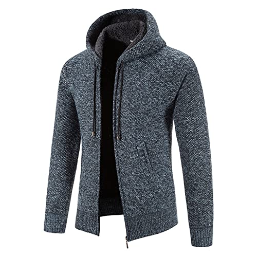 Fleece Lined Sweater Men Big and Tall Cardigan Sweater Slim Fit Knit Sweater Full Zip Up Knit Sweaters with Pockets2
