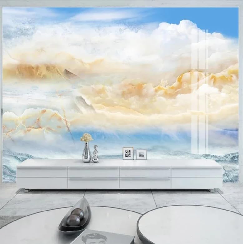 Papier peint mural 3D marbre effet relief pour un salon chic 300cm