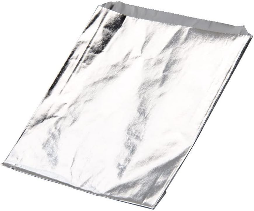 ANGEL’S PEEL LOUNGE Insulated Aluminum Foil Hamburger Bags - Precut Tin Foil Wraps For Burgers, Sandwiches, Hot Dogs, Heavy Duty Non Stick Grease-Resistant Food Wrapping, 6” x 11/8” x 61/2 100 PACK