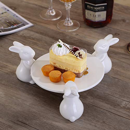 Ybk Tech Strength Porcelain Novelty Bunny Rabbit Cake Display Stand Cupcake Stand (Round Plate (12-Inch)) #TOP1