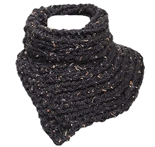 Split Cowl Knit Black Tweed Scarf