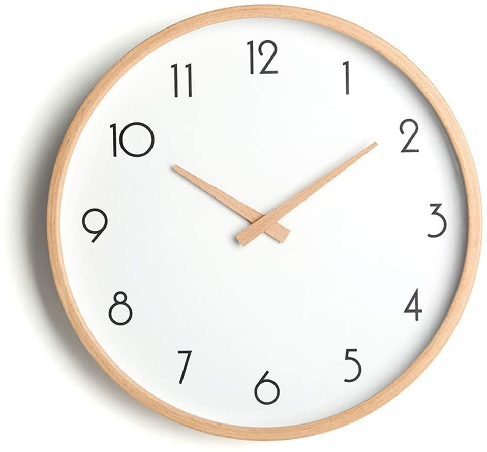 Horloge murale en bois massif ronde pour chambre et maison