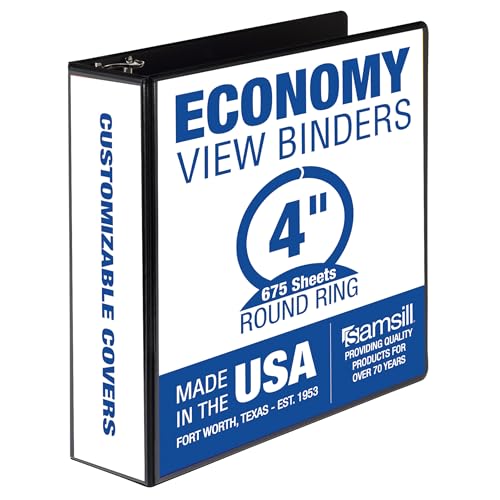 Samsill 4 Inch 3 Ring Binder, Economy Round Ring, Clear View...