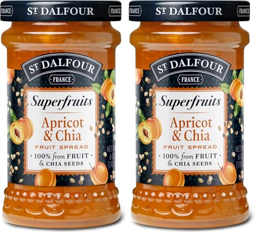 St Dalfour SUPERFRUITS ALBARICOQUE & CHIA | Fruta triturada | Mermelada natural 340gr | 100% fruta sin azúcares añadidos (Paquete de 2)