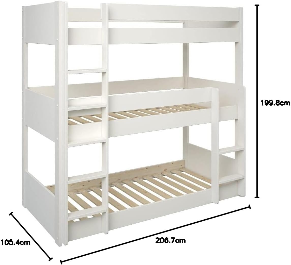 Diagram showing dimensions of the bunk bed