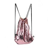 Xy Litol Sports Drawstring Backpack Bag, Large Mermaid Sequin Reversible Glitter Draw String Gym Bas