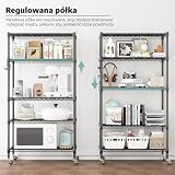 Himimi 5-poziomowy Regał Druciany na Kółkach, Metalowy Regał do Przechowywania, Regulowana wysokość, Stojący Regał Magazynowy do Pralni, Łazienki, Kuchni, Spiżarni, Szafy, 76 x 35 x 158 cm, Czarny