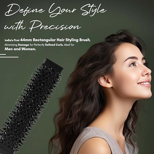 Image of Beaute Secrets Thermal Rectangular Barrel Hair Brush for Men and Women, Large Hair Styling Brush, Minimize Damage, Innovative Design,Never Seen 44mm Rectangular Hair Styling Brush