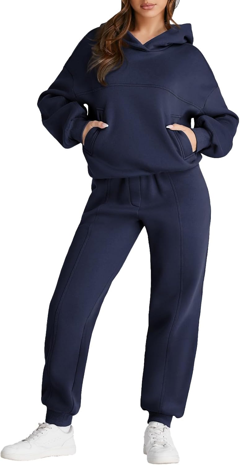 Aleumdr Womens 2 Piece Outfits Matching Sets Sweatsuit Hoodie Oversized Sweatshirts with Sweatpants Tracksuits Fall Outfits