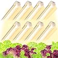 (Pack of 8) Kihung LED Grow Lights, 2FT T8 Grow Lights, 192W(8×24W) Full Spectrum Grow Light Strips with Reflectors, High PPFD Value Grow Lights for Indoor Plants