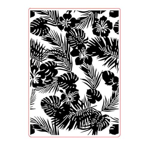 Arbuya Hibiscus Flowers Background Texture 3D Plastic Embossing Folders for Card Making or Journaling Floral Backround DIY Template Photo Album Paper Handmade Scrapbooking Craft Decoration Mold 5