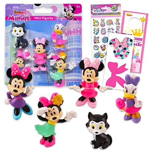 Classic Disney Toys Set Figures Bundle - 5 Pc Minnie Mouse And Friends, Cake Toppers Featuring Minnie Mouse And More (Minnie Mouse Playset) Favors Bags #TOP3