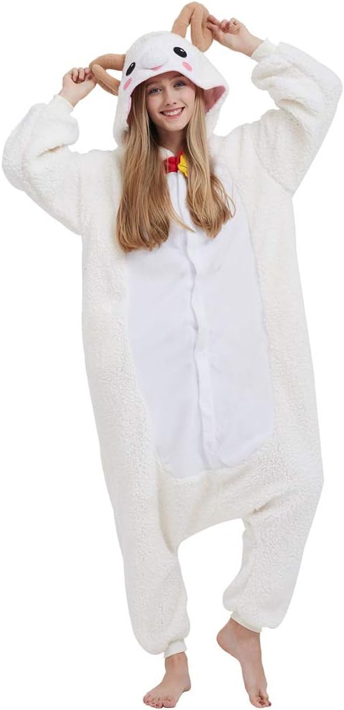Onesie Adult Pajamas Homewear Cosplay Costume Animal Sleepwear, New Goat, L