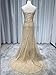JCZYDHDQD Mermaid Slit Sparkle Prom Dress Off-The-Shoulder Sleeveless Mesh and Pleats Sweep-Brush Train Luxury Evening Dress Champagne
