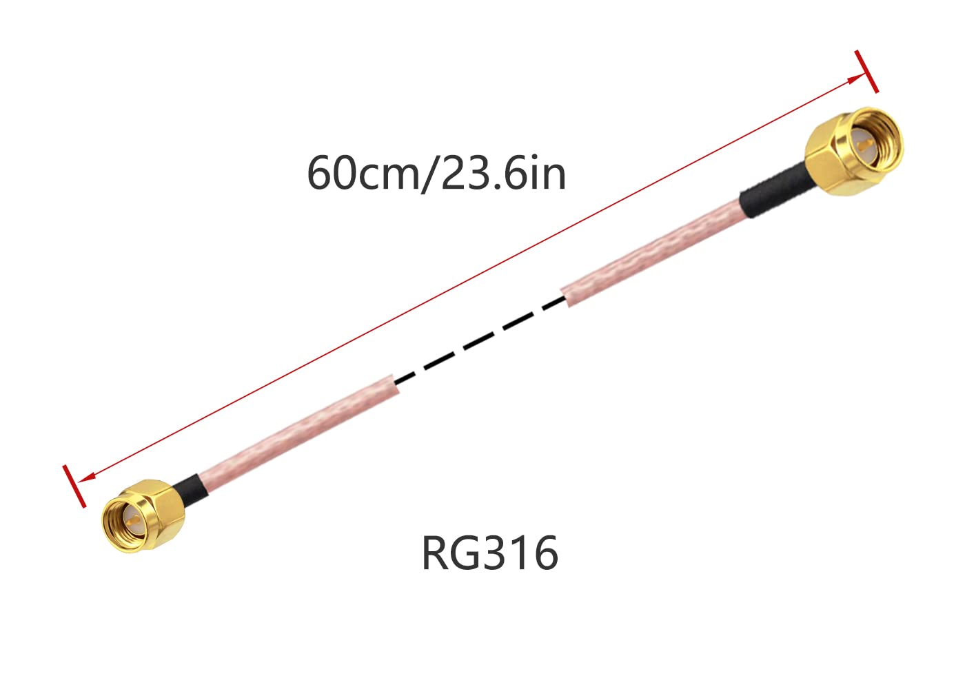 Vecys SMA Antenna Extension Cable SMA Male to Male Pigtail Cable WLAN Antenna Cable RG316 23.6"/60CM for WiFi Wireless Network 2G 3G 5G Antenna Router GSM Bluetooth WLAN LAN - Image 5