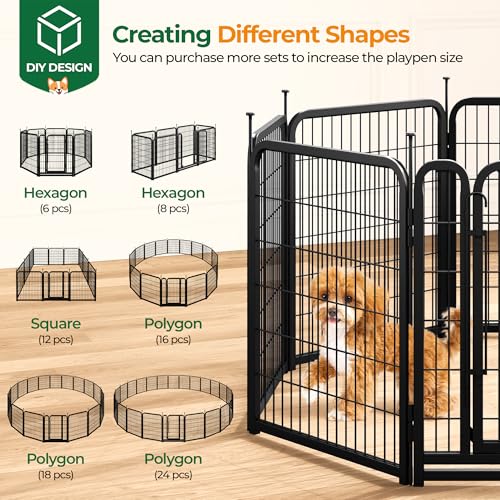 Image of Yaheetech 32in 24-Panel Heavy Duty Dog Playpen Portable Fence Outdoor | Anti-Rust Sturdy Wire Frame, No-Tool Assembly, Foldable Storage, Anti-Slip Support Feet, Ideal for Puppy & Medium Dog Breeds