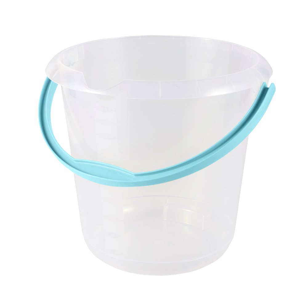 keeeper Bucket with Integrated Measuring Scale and Ergonomic Handle, 10 Litre, Mika, Natural Transparent