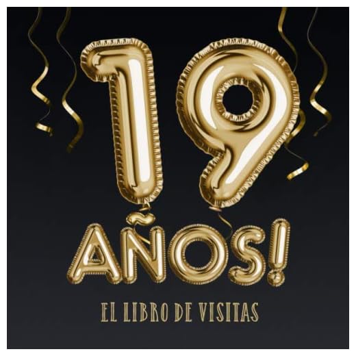 19 años - El libro de visitas: Decoración para el 19 cumpleaños – Regalos para hombre y mujer - 19 años - Edición Globos Oro Negro - Libro de firmas para felicitaciones y fotos de los invitados