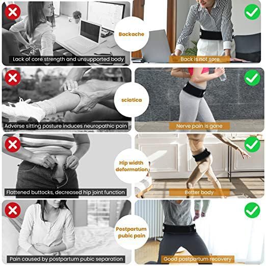 Sacroiliac SI Joint Hip Belt para Mujeres y Hombres, 4 Pulgadas de Ancho, Ajuste para Cintura de 42-60 Pulgadas miniatura 9