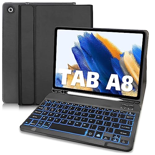 Keyboard Case for Samsung Galaxy Tab A8 10.5,Bluetooth Keyboard for Galaxy Tab A8 10.5" SM-X200/X205/X207 Detachable Wireless Keyboard Tablet Cover, Black(No pen Included)