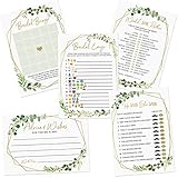 Bridal Shower Shower Game Set, 5 Games, 250 sheets, Gold Greenery Theme, Bridal Bingo, Emoji...