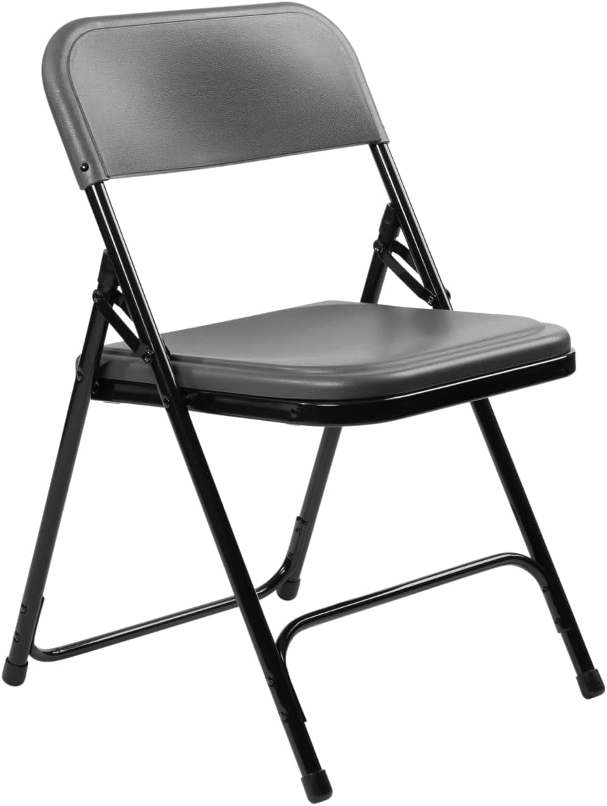 800 Series Premium Lightweight Plastic Folding Chair Charcoal Slate - Pack of 4